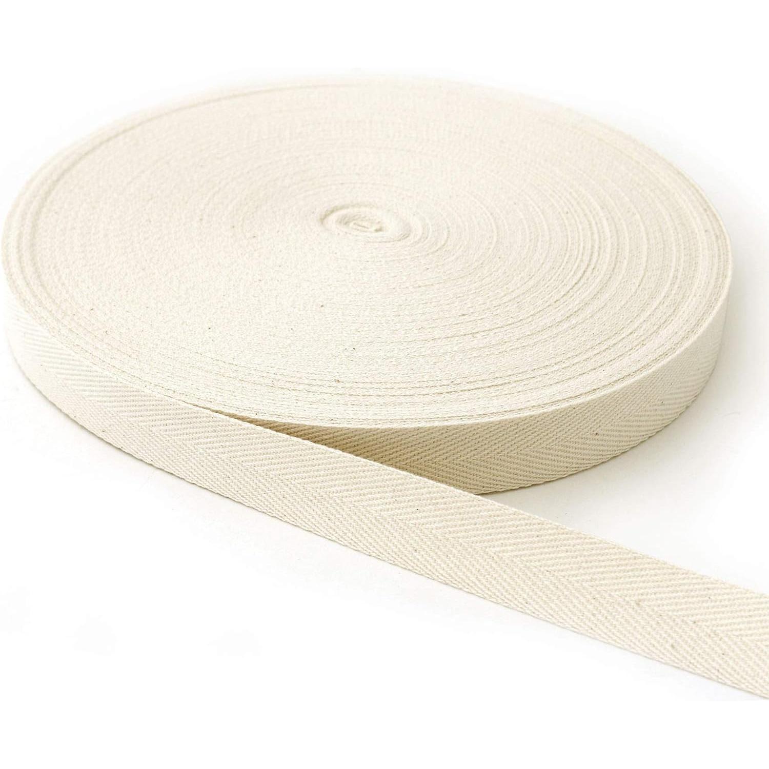 日本紐釦貿易 綿厚綾テープ(綿50・レーヨン50%) 幅25mm×50m巻 生成色 （ご注文単位1巻）【直送品】
