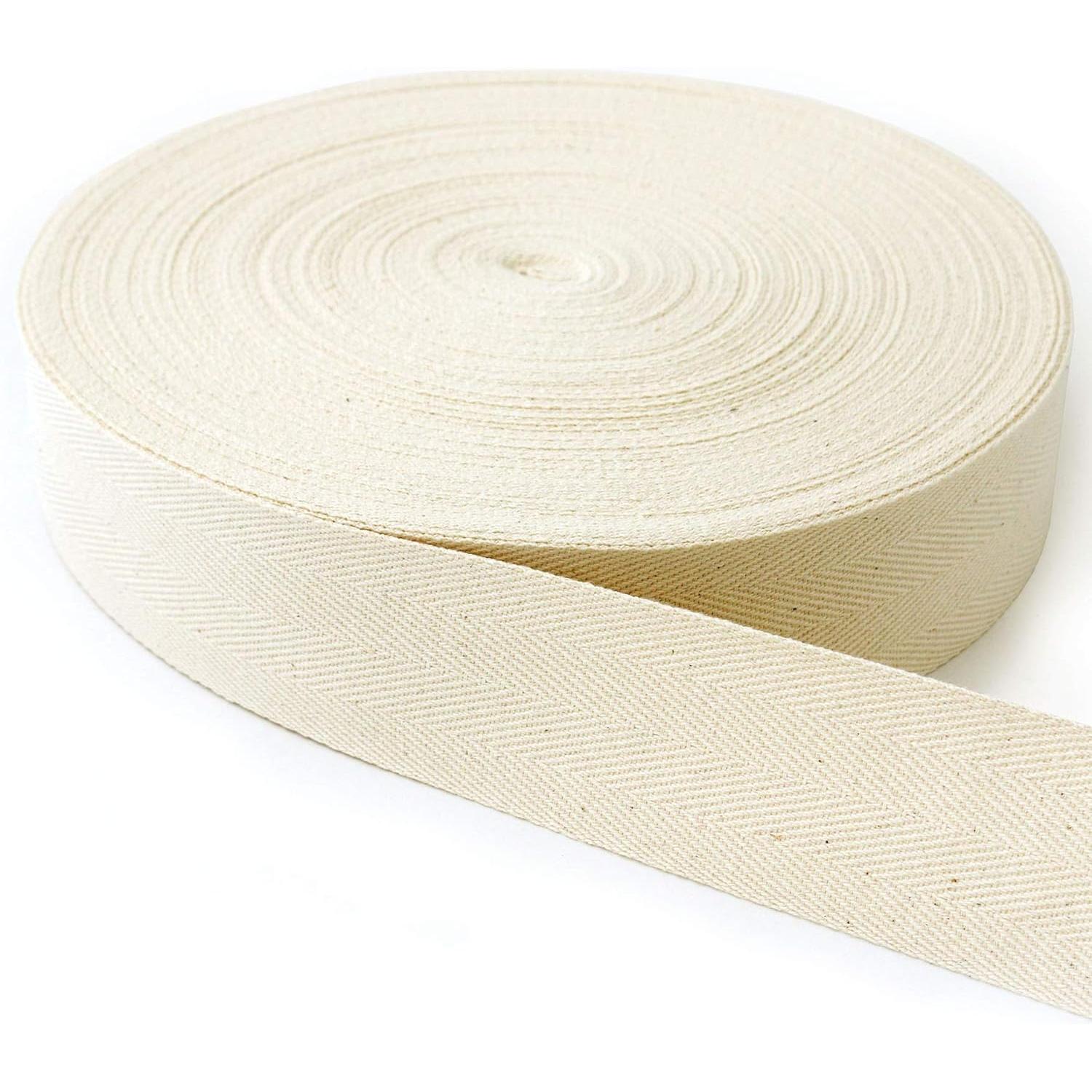 日本紐釦貿易 綿厚綾テープ(綿50・レーヨン50%) 幅50mm×50m巻 生成色 （ご注文単位1巻）【直送品】