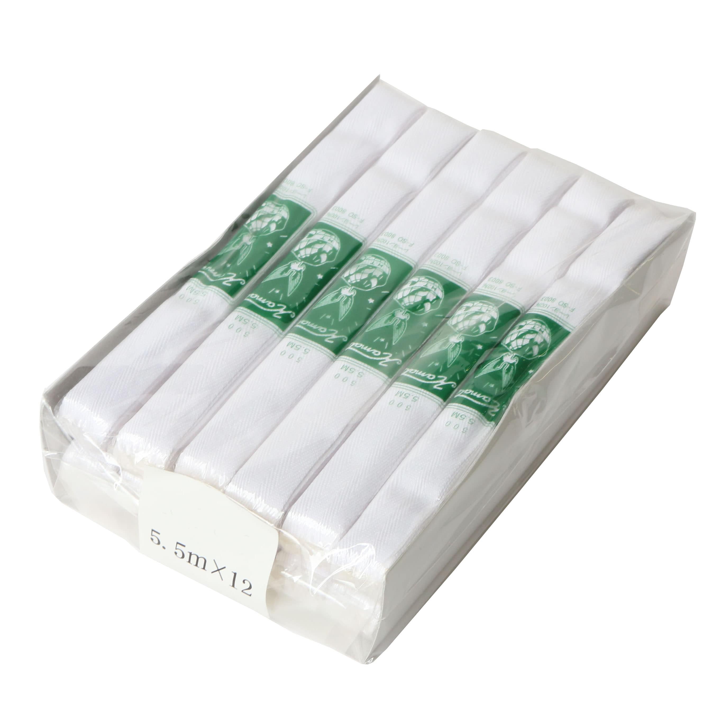 日本紐釦貿易 乙姫印 特上綾テープ 衣料用ひも 徳用12巻入 幅12mm×5.5m巻 白晒/綾織り No.400 （ご注文単位1箱）【直送品】