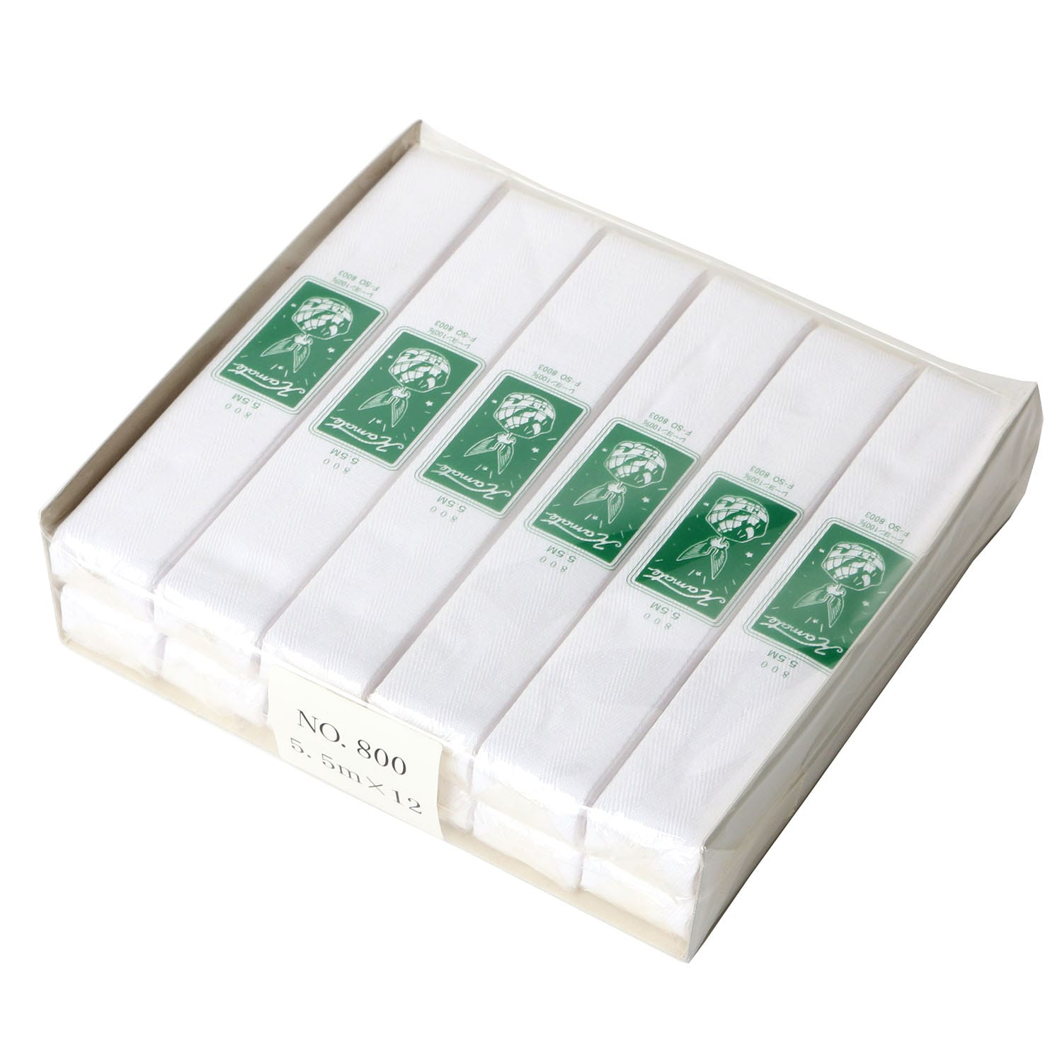 日本紐釦貿易 乙姫印 特上綾テープ 衣料用ひも 徳用12巻入 幅24mm×5.5m巻 白晒/綾織り No.800 （ご注文単位1箱）【直送品】