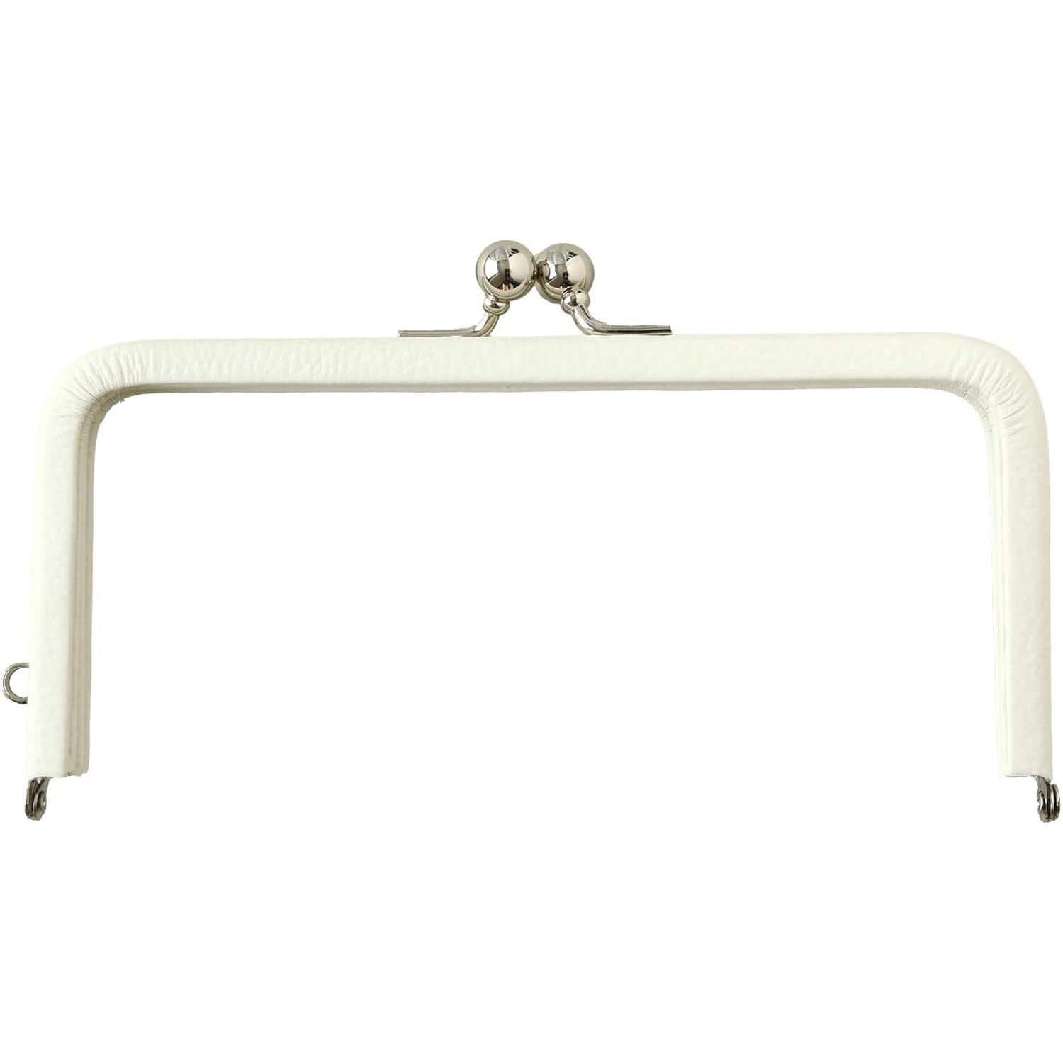 日本紐釦貿易 レザーフレーム口金 約W15.5×H7.3cm 1個 白/金具S TAK2-W （ご注文単位1個）【直送品】