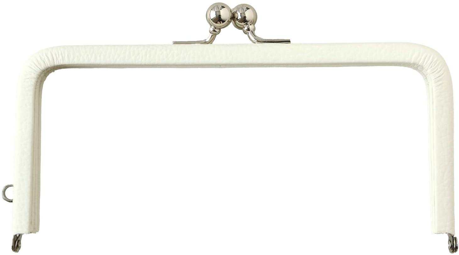 日本紐釦貿易 レザーフレーム口金 約W15.5×H7.3cm 1個 白/金具S TAK2-W (ご注文単位1個)【直送品】