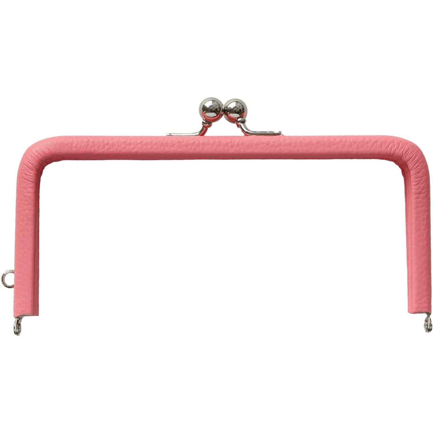 日本紐釦貿易 レザーフレーム口金 約W15.5×H7.3cm 1個 ピンク/金具S TAK2-P （ご注文単位1個）【直送品】