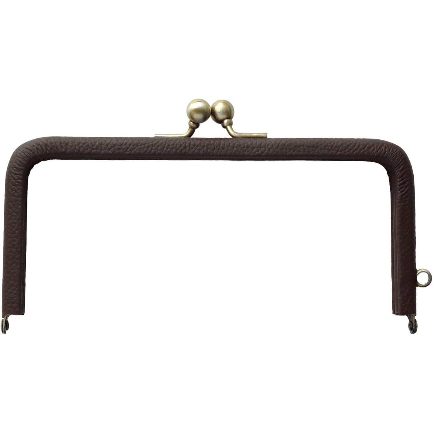 日本紐釦貿易 レザーフレーム口金 約W15.5×H7.3cm 1個 チョコ/金具AG TAK2-C （ご注文単位1個）【直送品】