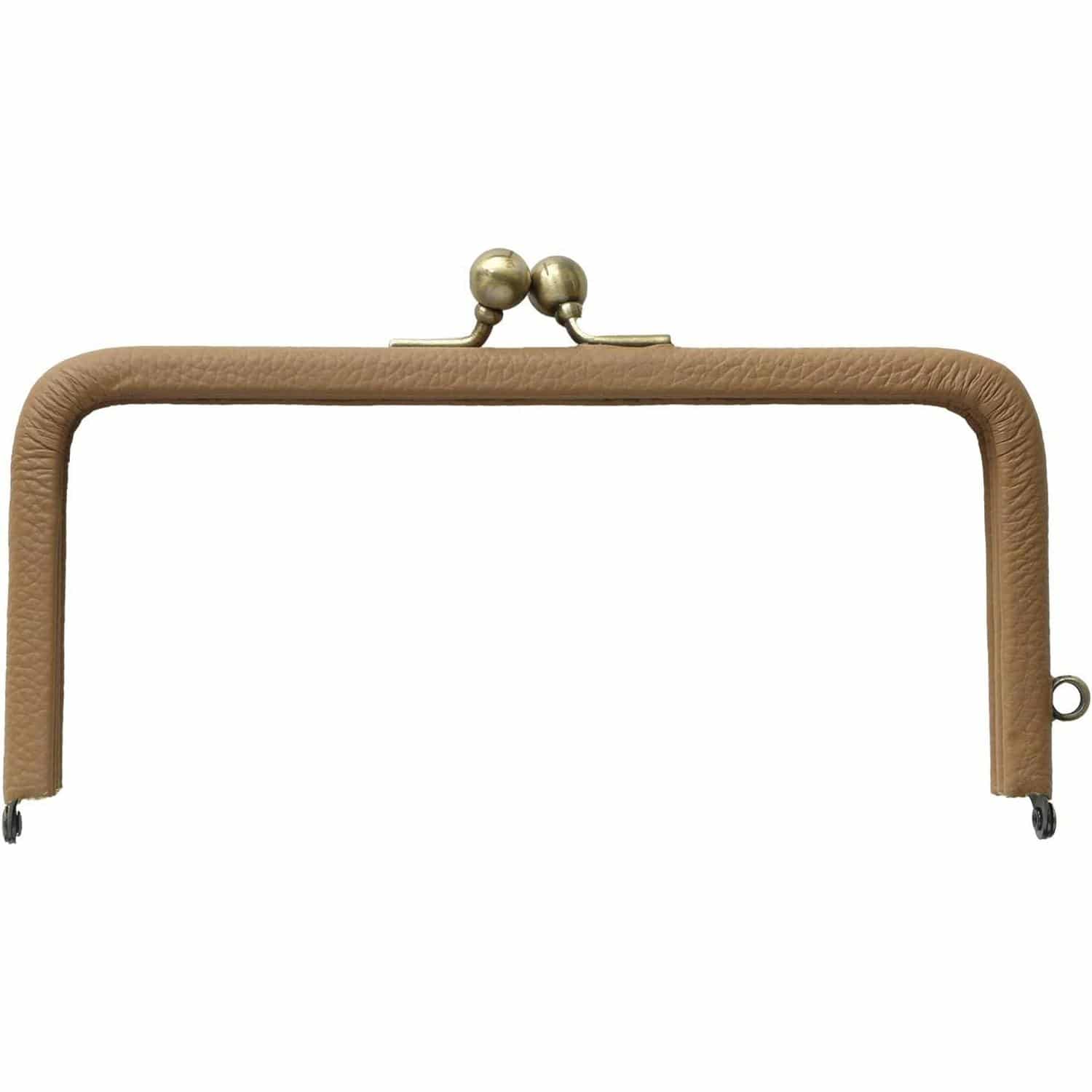 日本紐釦貿易 レザーフレーム口金 約W15.5×H7.3cm 1個 キャメル/金具AG TAK2-Y （ご注文単位1個）【直送品】