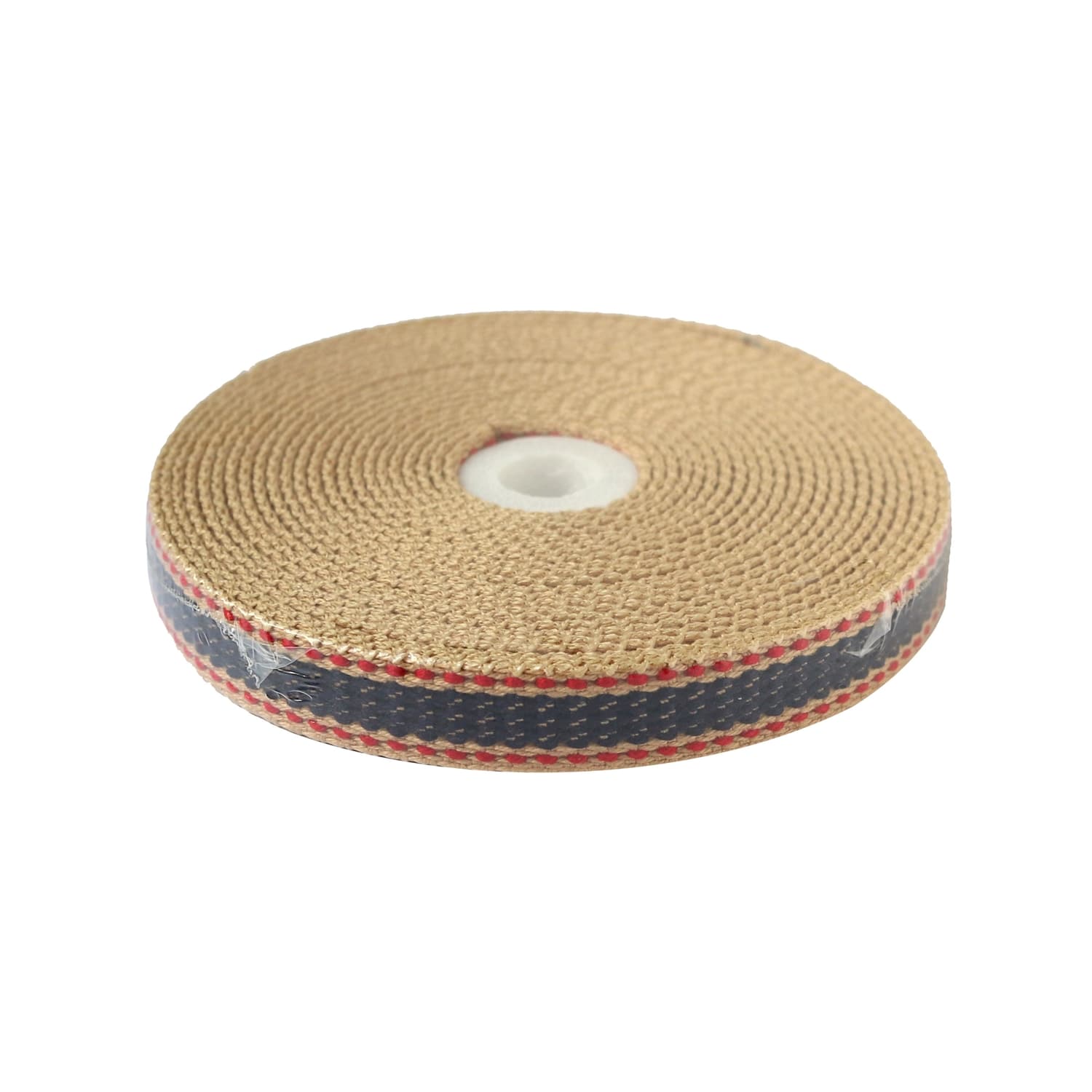 日本紐釦貿易 プレッピーテープ ライン入り ベージュ×ネイビー 幅15mm 5m巻 PR1500-169 （ご注文単位1束）【直送品】