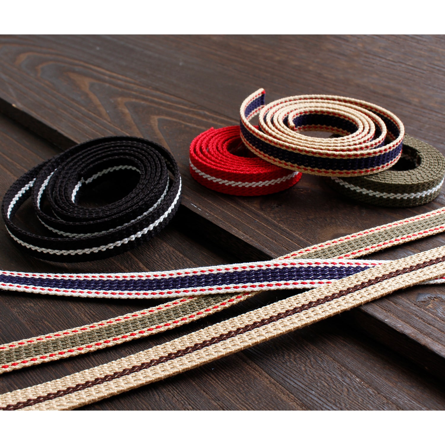 日本紐釦貿易 プレッピーテープ ライン入り ベージュ×ネイビー 幅15mm 5m巻 PR1500-169 （ご注文単位1束）【直送品】