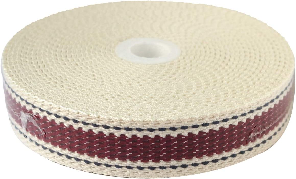 日本紐釦貿易 プレッピーテープ ライン入り&ステッチ レッド 幅15mm 5m巻 PR2600-3 (ご注文単位1束)【直送品】