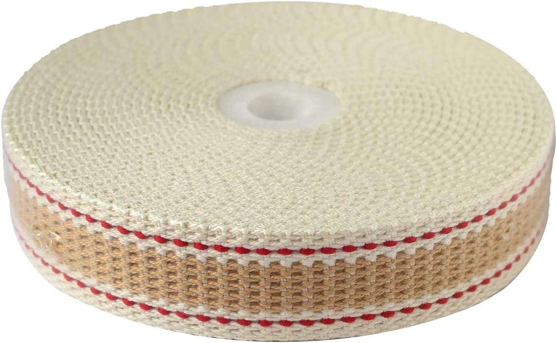 日本紐釦貿易 プレッピーテープ ライン入り&ステッチ ベージュ 幅15mm 5m巻 PR2600-5 （ご注文単位1束）【直送品】