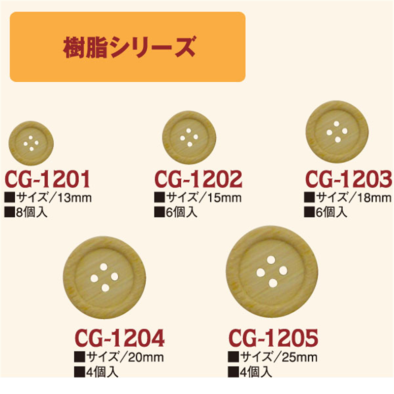 日本紐釦貿易(Nippon Chuko) 樹脂ボタン 18mm 6個 CG1203 1袋（ご注文単位1袋）【直送品】