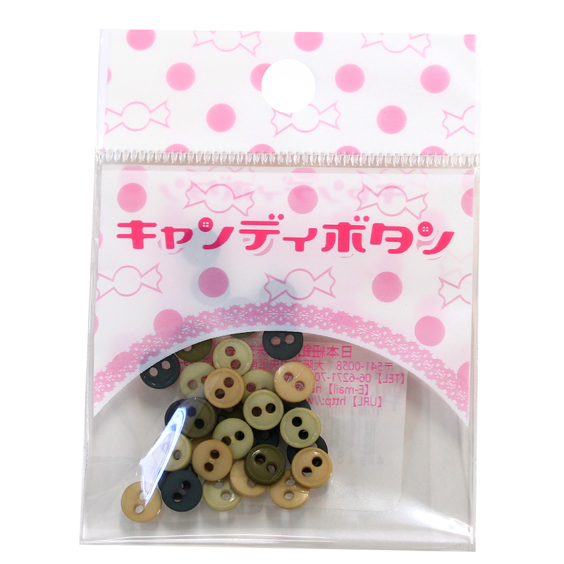 日本紐釦貿易(Nippon Chuko) キャンディボタン グリーンティー 丸小 つや消し 32個 CG1505 1袋（ご注文単位1袋）【直送品】