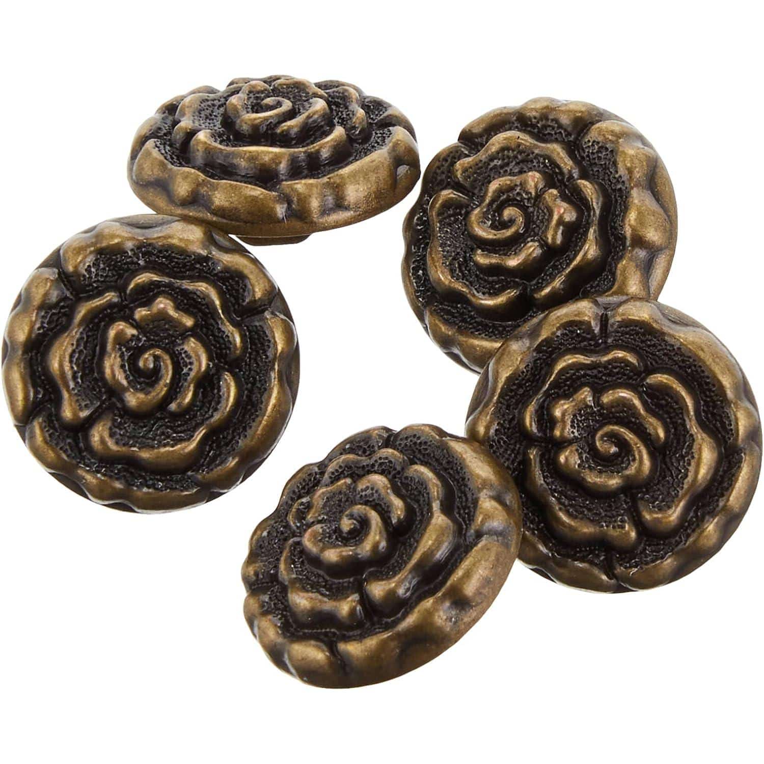 日本紐釦貿易 アンティーク調デザインボタン アンティークゴールド 直径15mm 5個入 CG1551 （ご注文単位1束）【直送品】