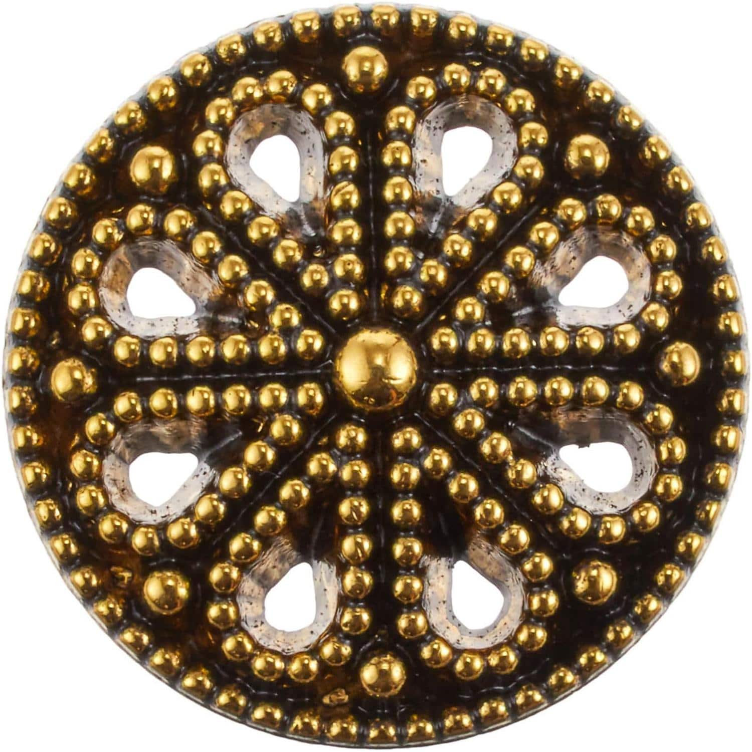 日本紐釦貿易 アンティーク調デザインボタン ゴールド 直径18mm 5個入 CG1558 （ご注文単位1束）【直送品】