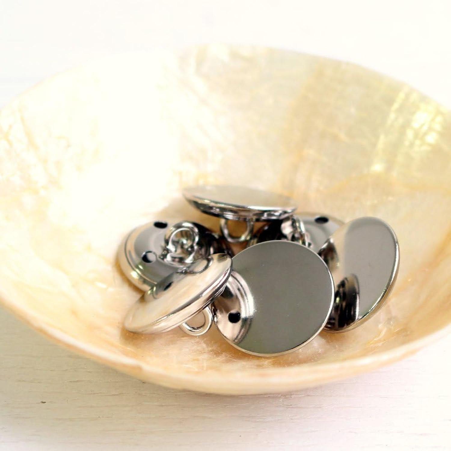 日本紐釦貿易 金属ボタン 6個入 φ23mm シルバー M69-23-S （ご注文単位1束）【直送品】