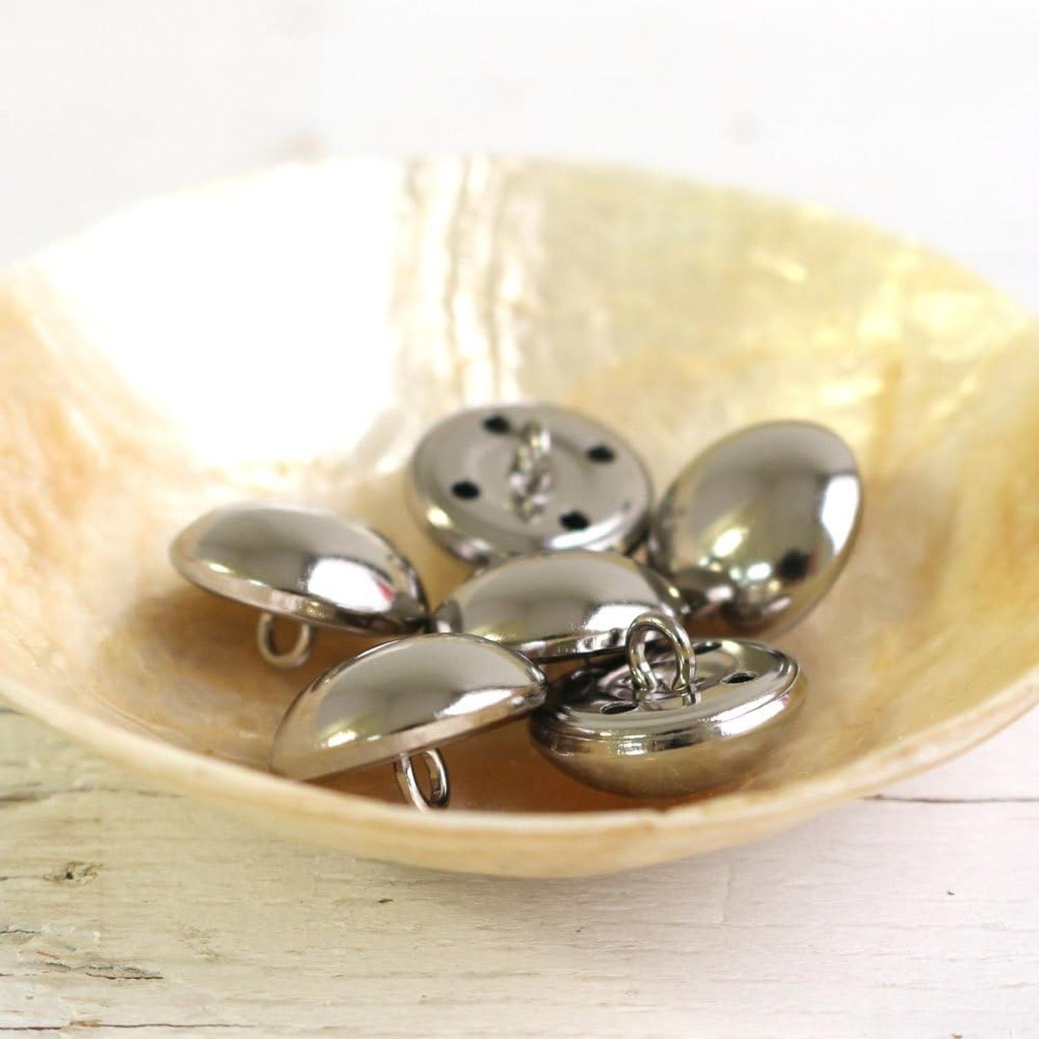 日本紐釦貿易 金属ボタン ドーム型 6個入 φ21mm シルバー M230-21-S （ご注文単位1束）【直送品】