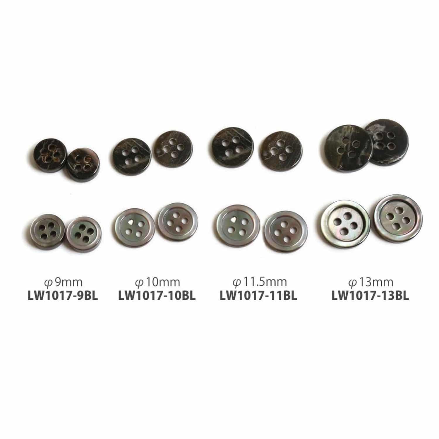 日本紐釦貿易 シャツボタン 10個入 φ9mm 黒 LW1017-9BL （ご注文単位1束）【直送品】