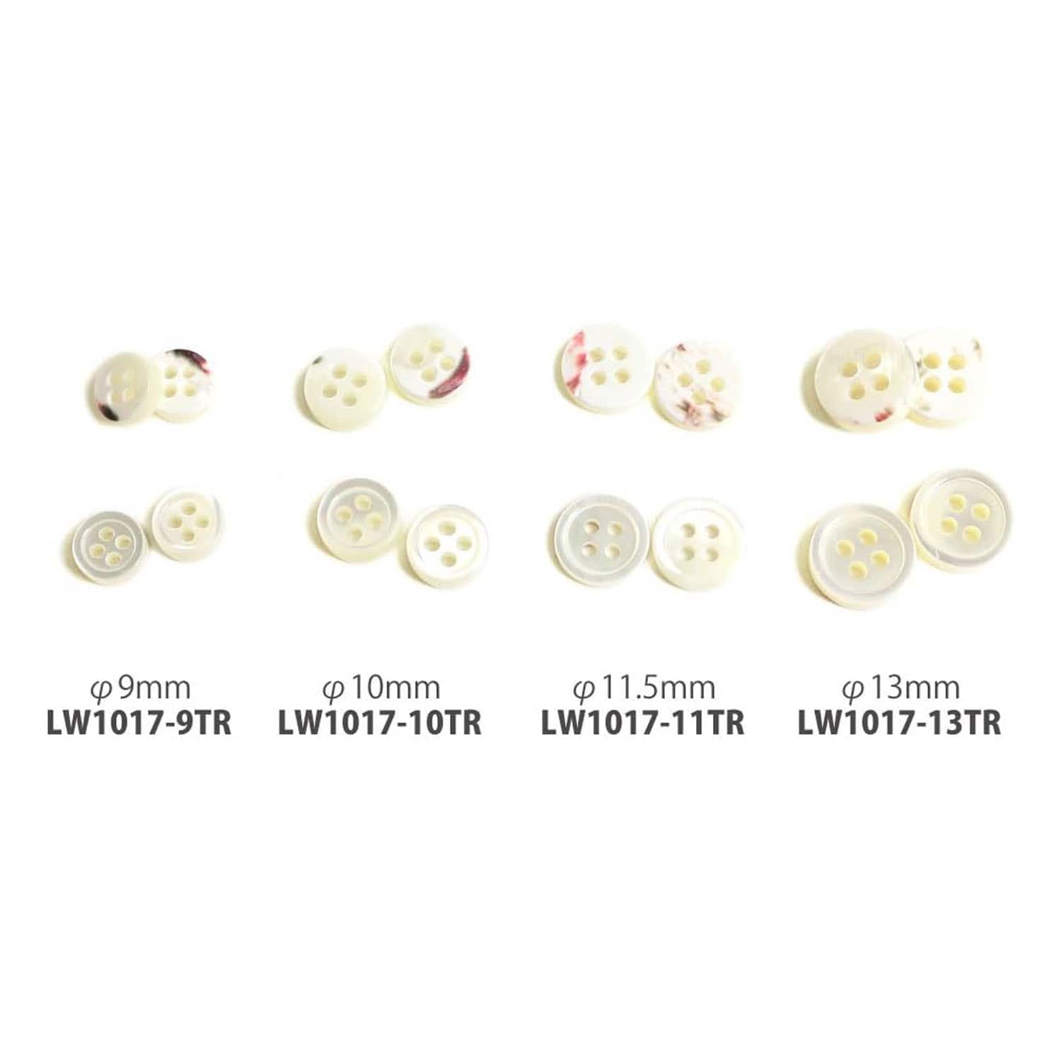 日本紐釦貿易 シャツボタン 10個入 φ13mm アイボリー LW1017-13TR （ご注文単位1束）【直送品】