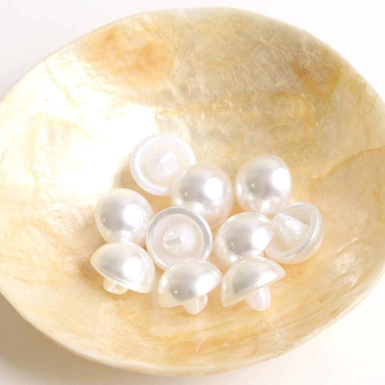 日本紐釦貿易 パール半丸ボタン 10個入 φ10mm ホワイト LW4493-10 （ご注文単位1束）【直送品】