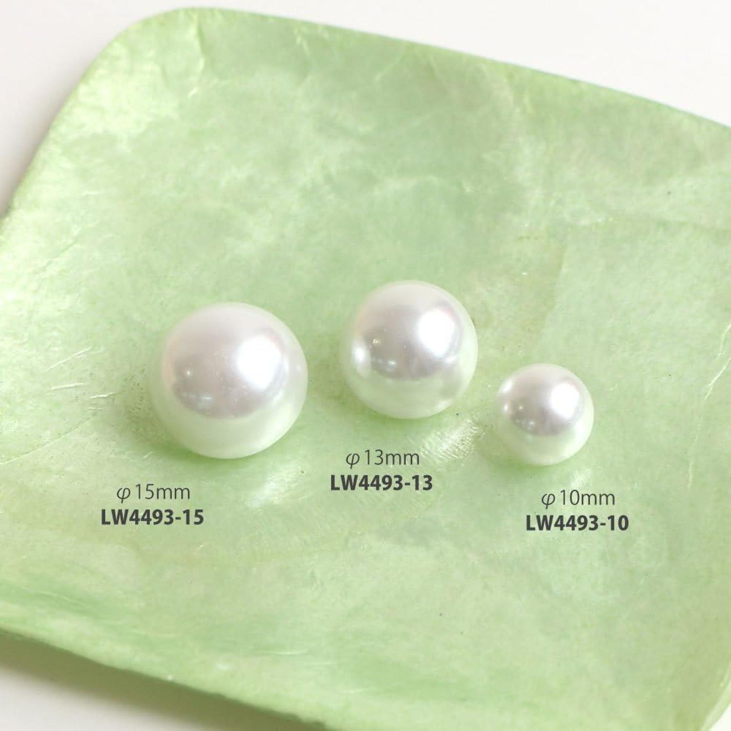 日本紐釦貿易 パール半丸ボタン 10個入 φ15mm ホワイト LW4493-15 （ご注文単位1束）【直送品】