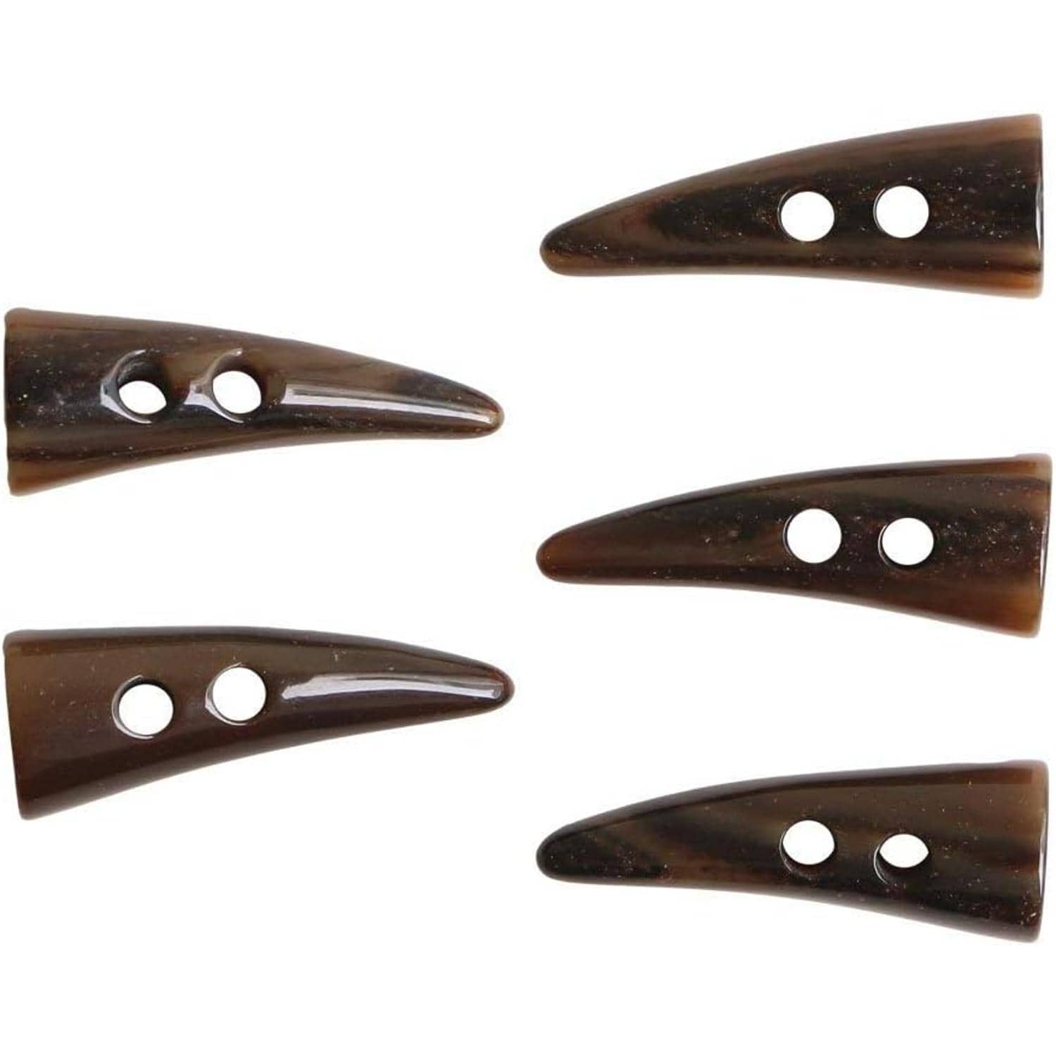 日本紐釦貿易 ダッフルボタン トグルボタン 5個入 W55mm ダークブラウン LW80-55-45 （ご注文単位1束）【直送品】