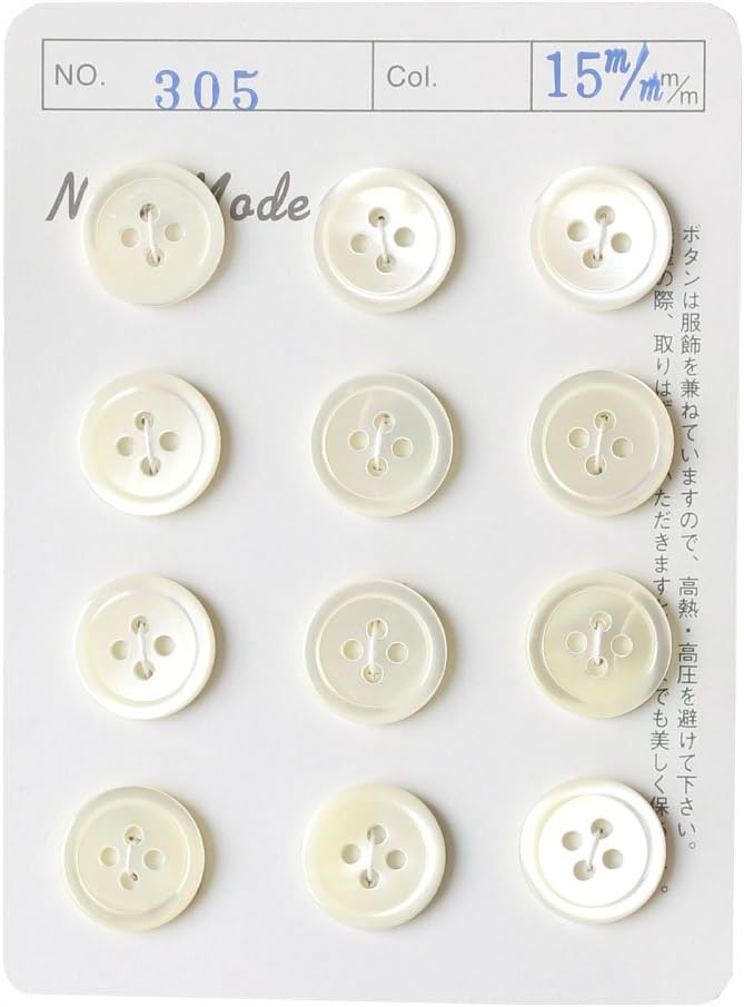 日本紐釦貿易 シェルボタン φ15mm IGA305-15 （ご注文単位1枚）【直送品】