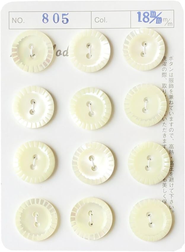 日本紐釦貿易 シェルボタン φ18mm IGA805-18 （ご注文単位1枚）【直送品】