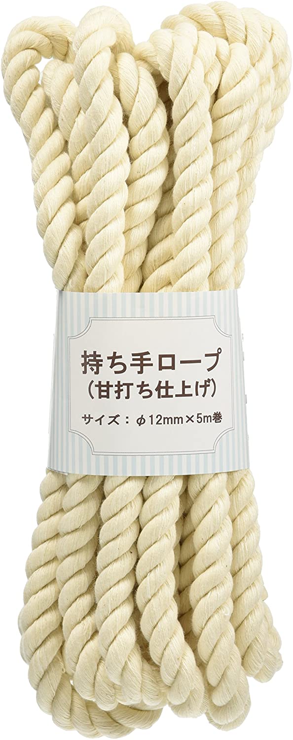 日本紐釦貿易 綿ロープ 甘打 W12mm×5m巻 生成 S3-1 (ご注文単位1巻)【直送品】