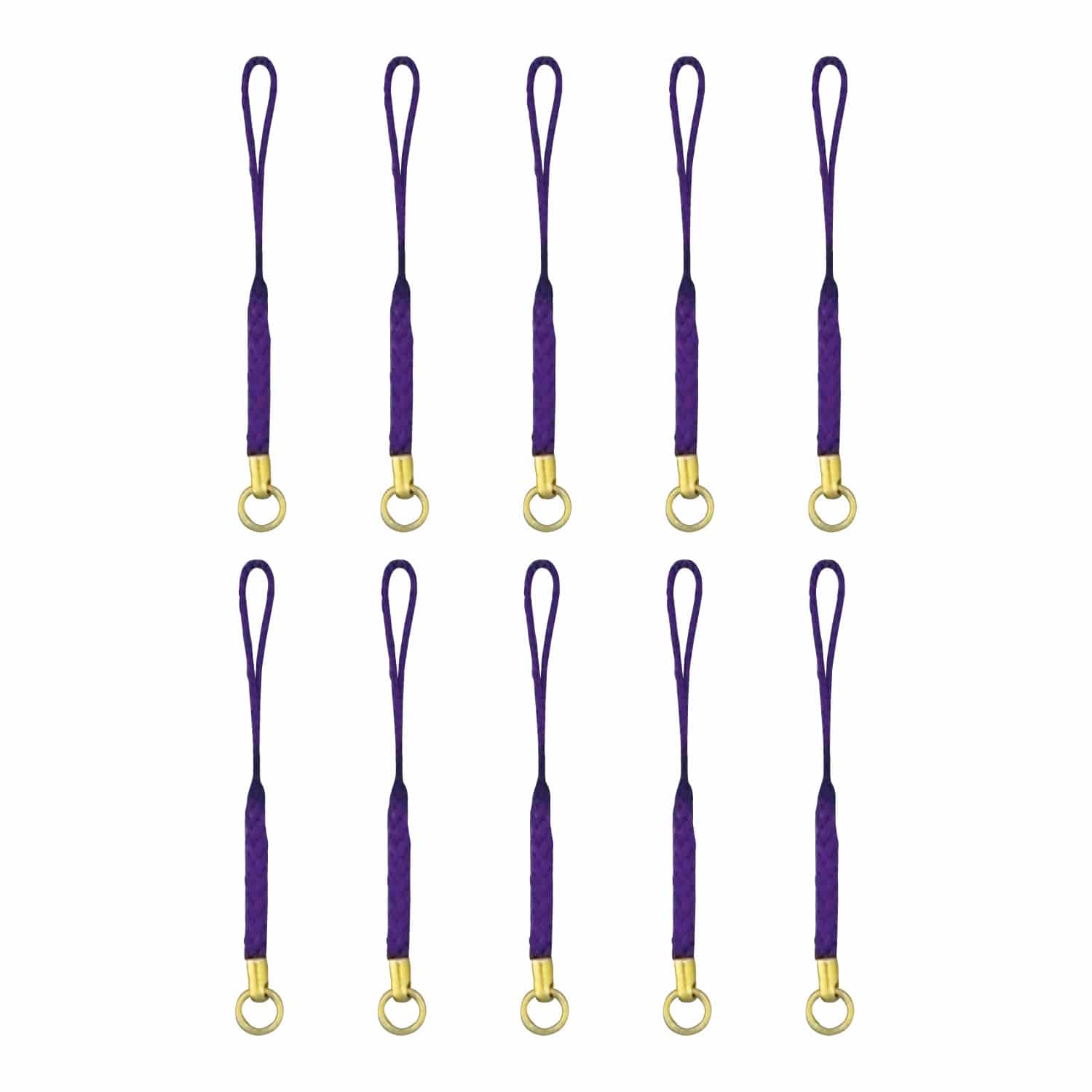 日本紐釦貿易 カン付根付紐 ストラップ 8cm 10本 紫 F1-102 (ご注文単位1束)【直送品】