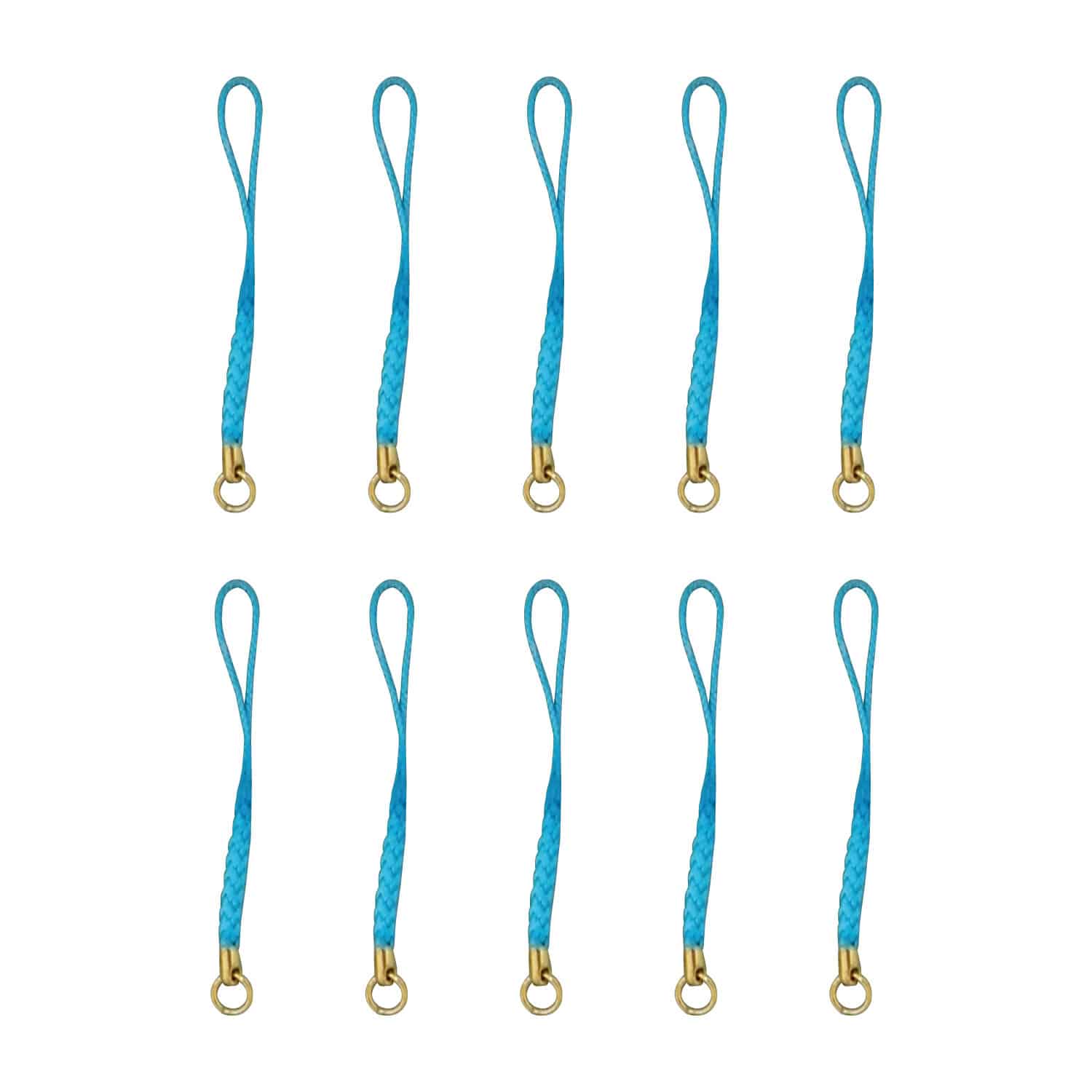 日本紐釦貿易 カン付根付紐 ストラップ 8cm 10本 青 F1-106 （ご注文単位1束）【直送品】