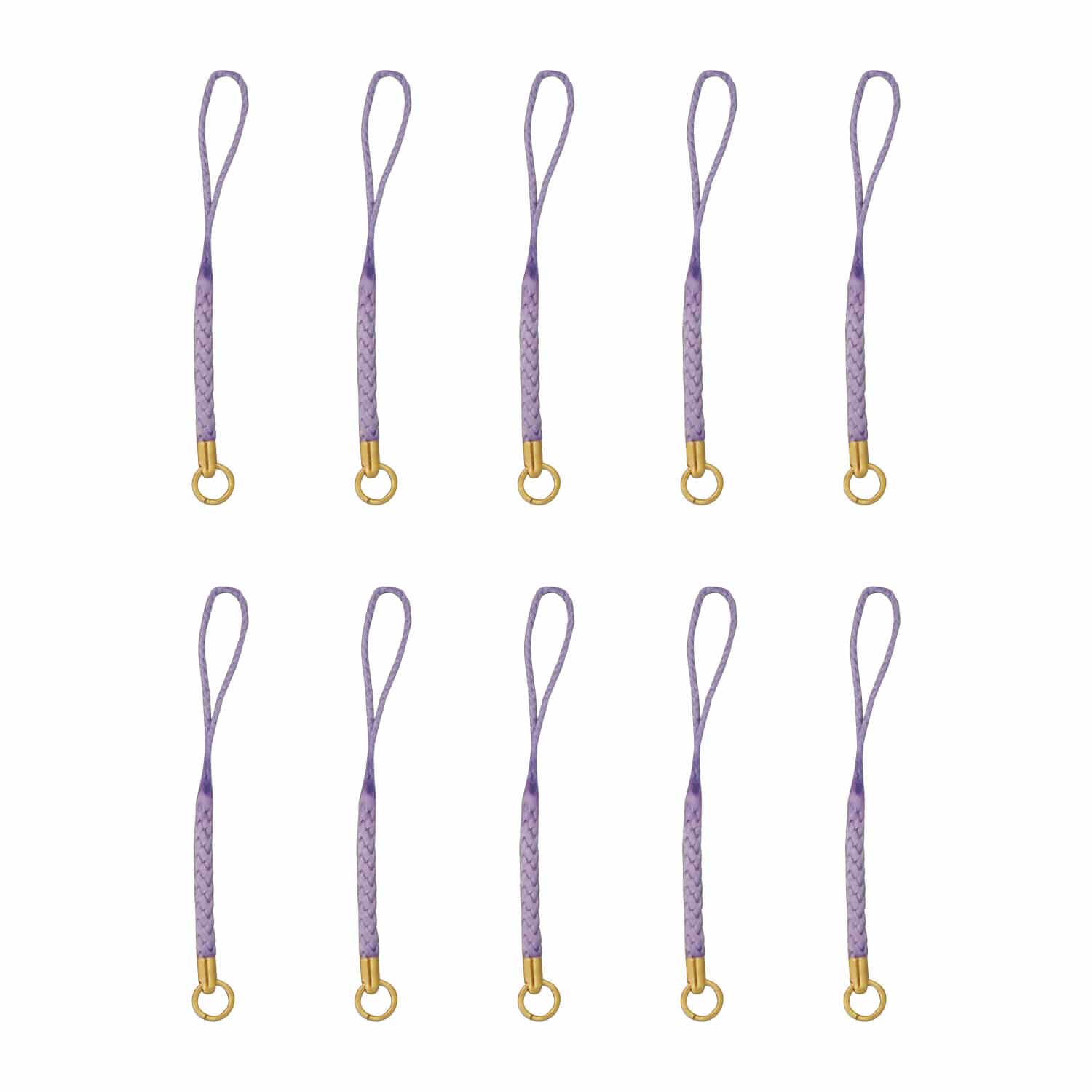 日本紐釦貿易 カン付根付紐 ストラップ 8cm 10本 薄紫 F1-114 (ご注文単位1束)【直送品】