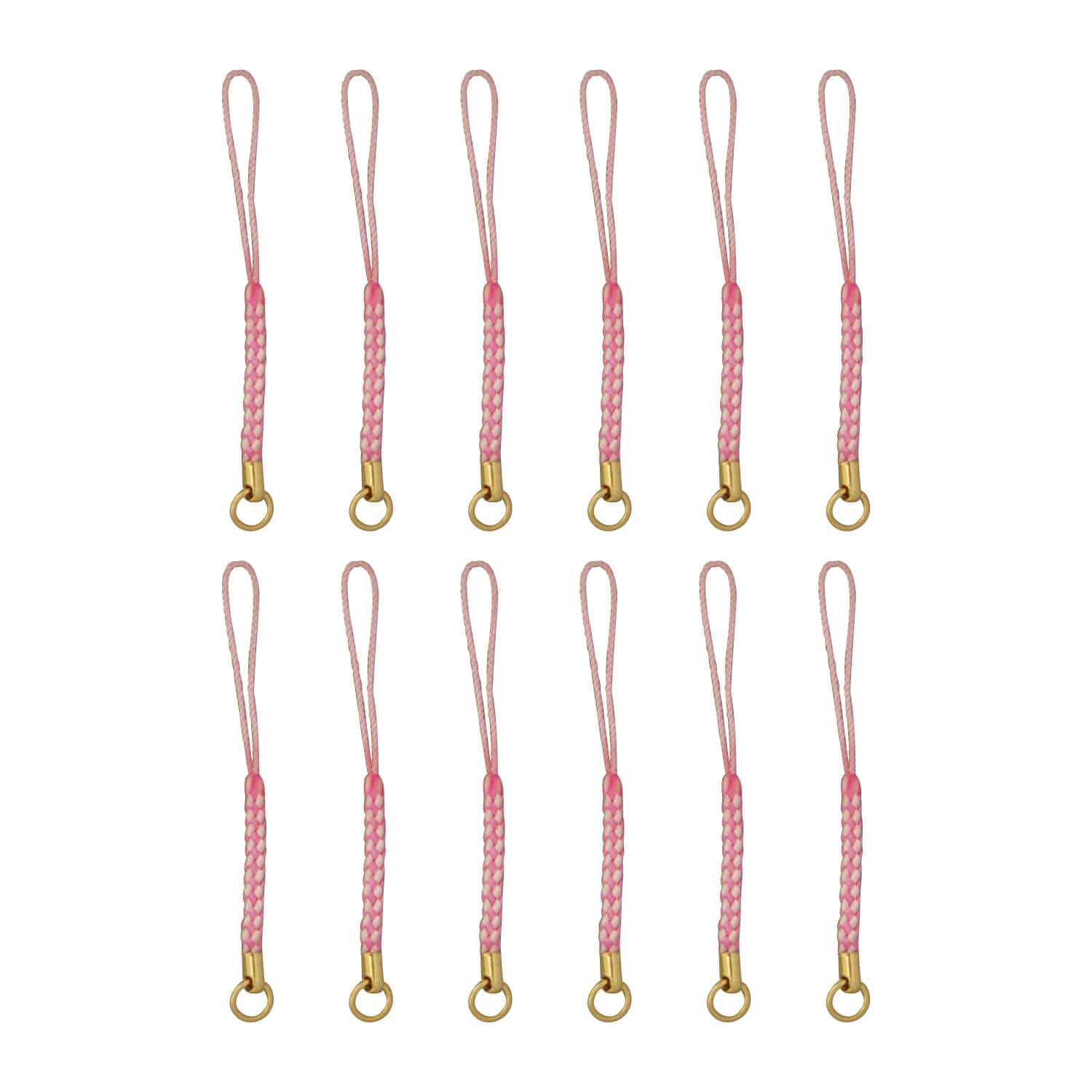 日本紐釦貿易 カン付根付紐 ストラップ 8cm 10本 ピンク F1-125 （ご注文単位1束）【直送品】