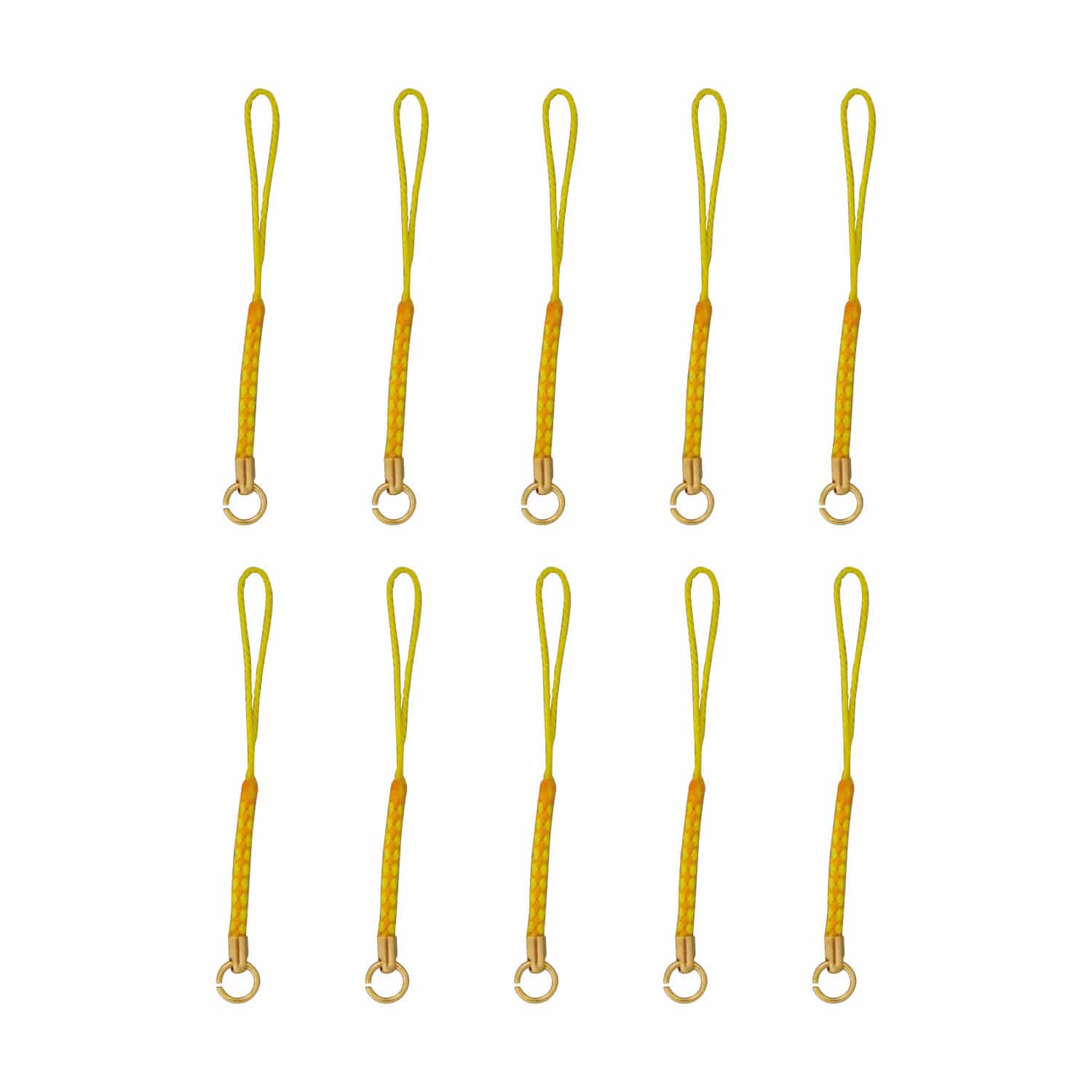 日本紐釦貿易 カン付根付紐 ストラップ 8cm 10本 黄 F1-127 （ご注文単位1束）【直送品】