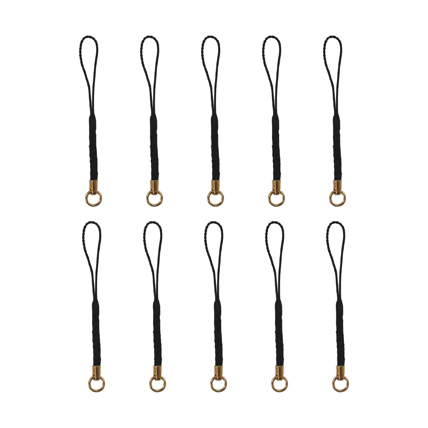 日本紐釦貿易 カン付根付紐 ストラップ 8cm 10本 黒 F1-143 （ご注文単位1束）【直送品】