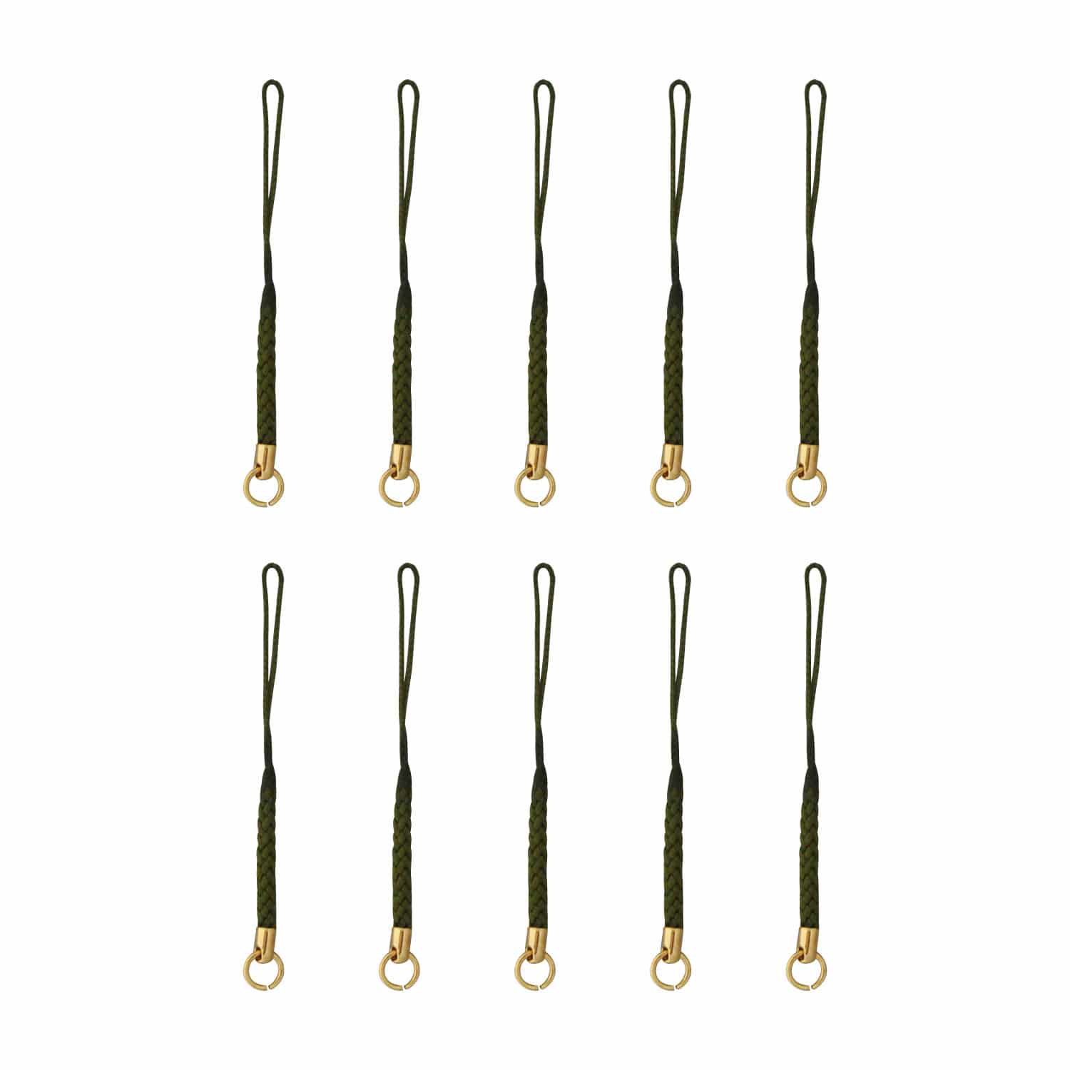 日本紐釦貿易 カン付根付紐 ストラップ 8cm 10本 緑 F1-155 （ご注文単位1束）【直送品】