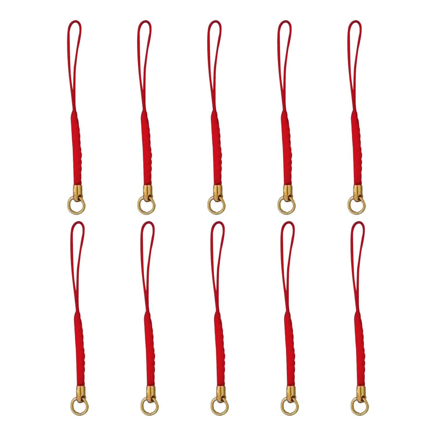 日本紐釦貿易 カン付根付紐 ストラップ 8cm 100本 赤 F1-101-100 (ご注文単位1束)【直送品】
