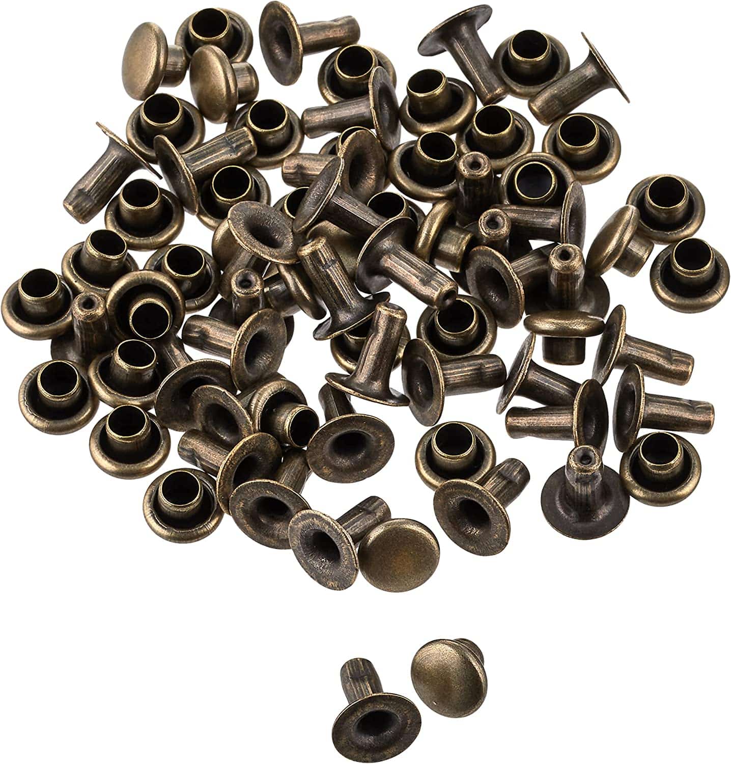 日本紐釦貿易 片面カシメ 特小サイズ 4.5×5mm 100個 アンティークゴールド F3-24 （ご注文単位1束）【直送品】