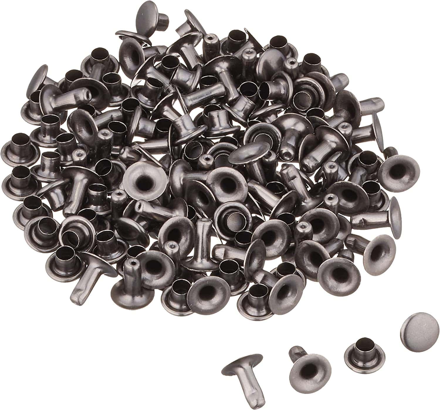 日本紐釦貿易 片面カシメ 小サイズ 6×6mm 100個 ブラックニッケル F3-27 （ご注文単位1束）【直送品】