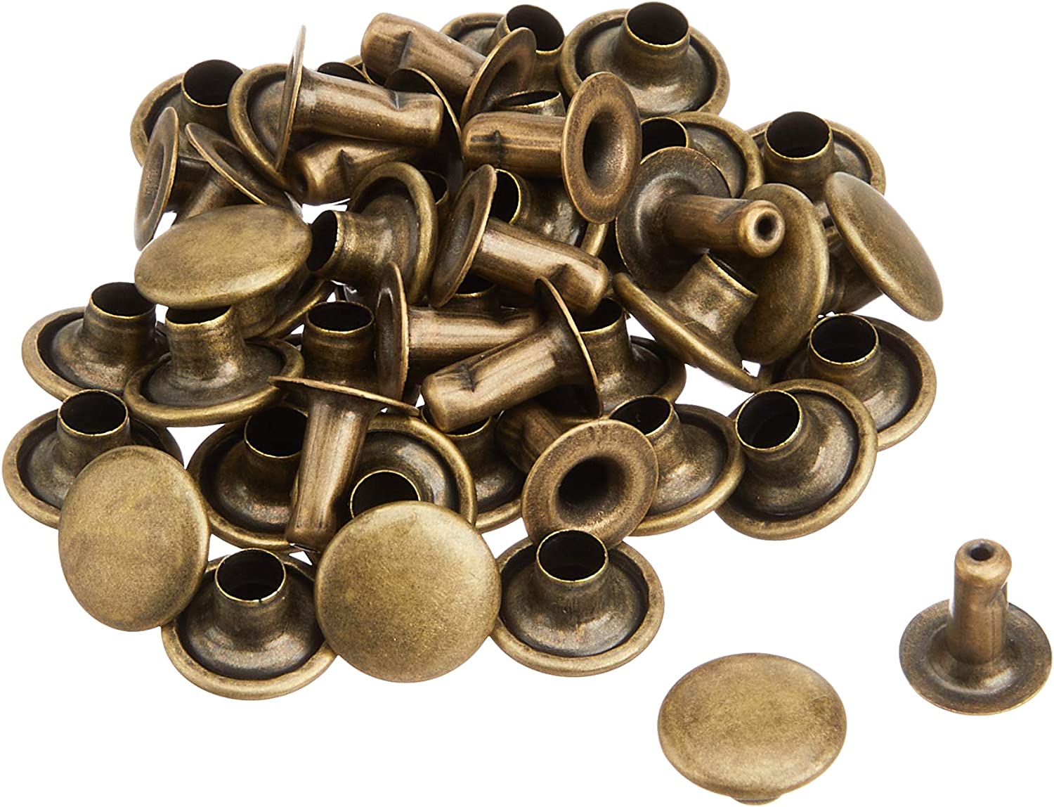 日本紐釦貿易 片面カシメ 大サイズ 9×8mm 50個 アンティークゴールド F3-44 （ご注文単位1束）【直送品】