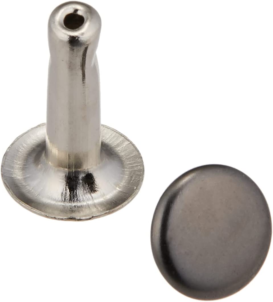 日本紐釦貿易 片面カシメ 小サイズ 足長タイプ 6×10mm 50個 黒ニッケル F3-52 （ご注文単位1束）【直送品】