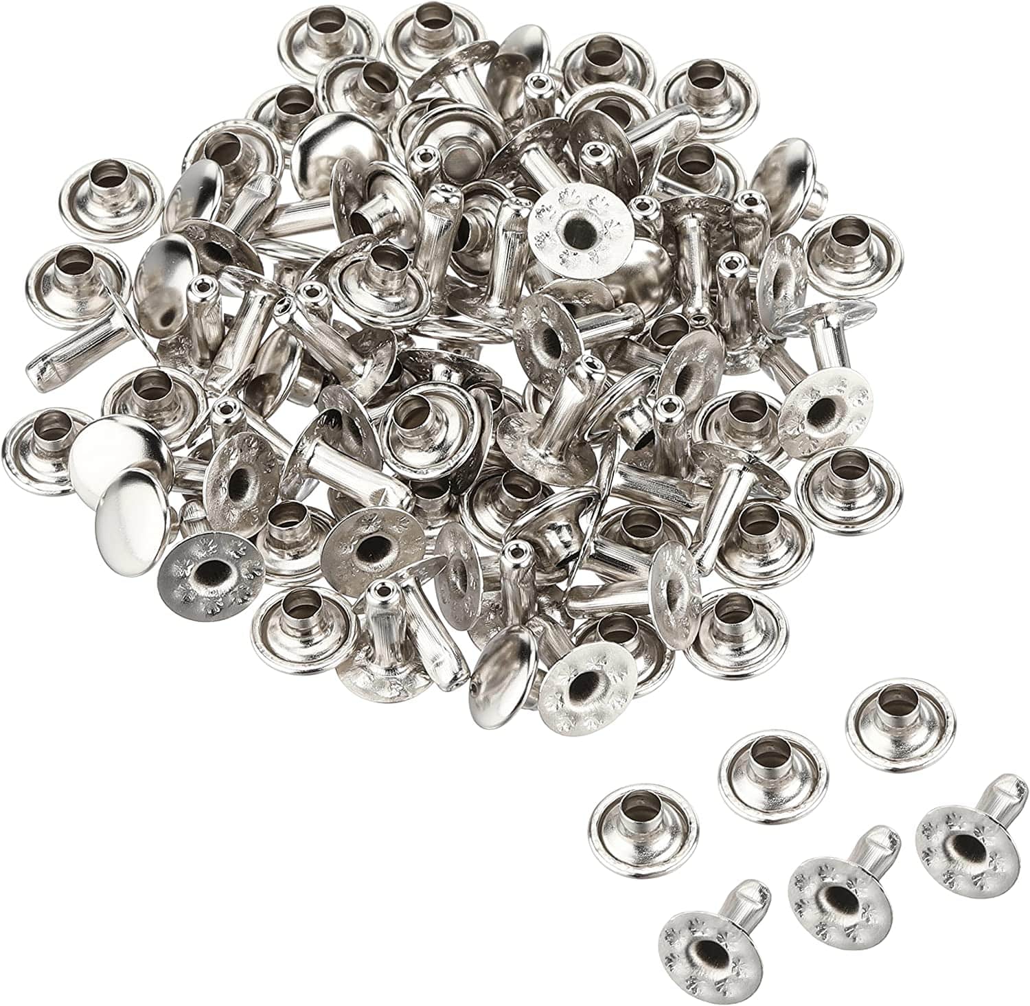 日本紐釦貿易 片面カシメ 大サイズ 足長タイプ 9×10mm 50個 ニッケル F3-71 （ご注文単位1束）【直送品】