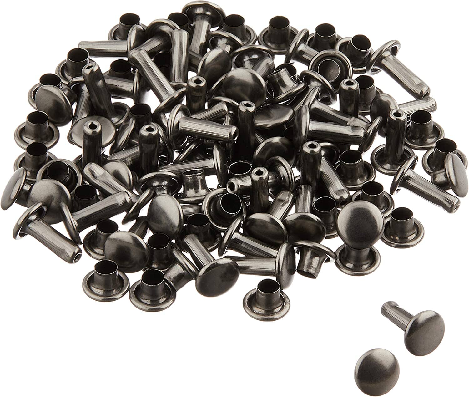 日本紐釦貿易 両面カシメ 小サイズ 足長タイプ 6.5mm×9mm 50個 ブラックニッケル F3-81 （ご注文単位1束）【直送品】