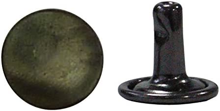 日本紐釦貿易 両面カシメ 中サイズ 足長タイプ 8mm×9mm 50個 ブラックニッケル F3-83 （ご注文単位1束）【直送品】