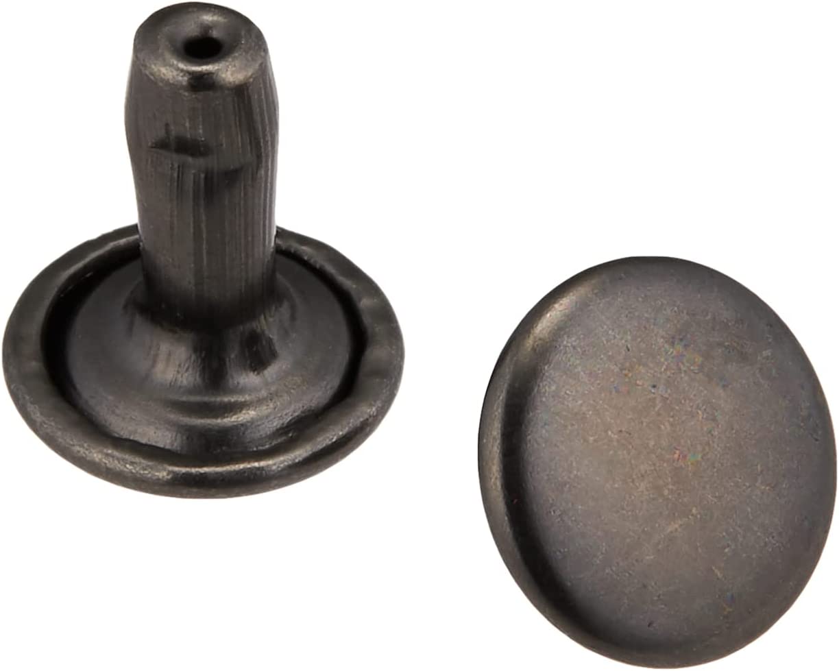 日本紐釦貿易 両面カシメ 大サイズ 足長タイプ 9.5×10.5mm 50個 ブラックニッケル F3-85 （ご注文単位1束）【直送品】