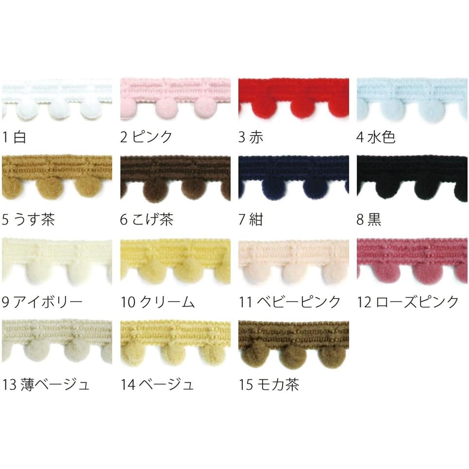 日本紐釦貿易 プチボンボンブレード 白 12mm×5m巻 114-90-1 (ご注文単位1巻)【直送品】