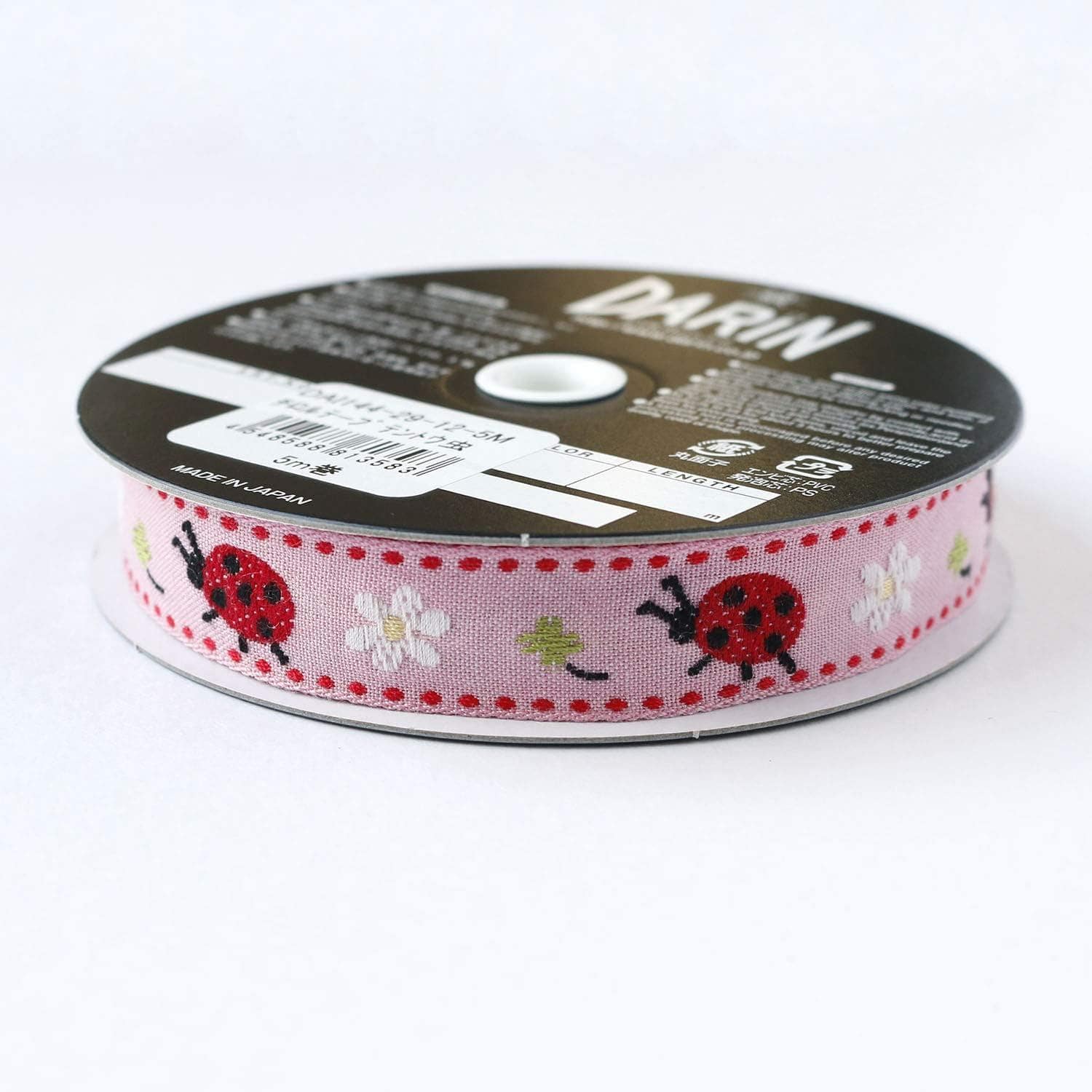 日本紐釦貿易 チロルテープ てんとう虫 5m巻 巾約18mm DAI144-29-12-5M （ご注文単位1巻）【直送品】