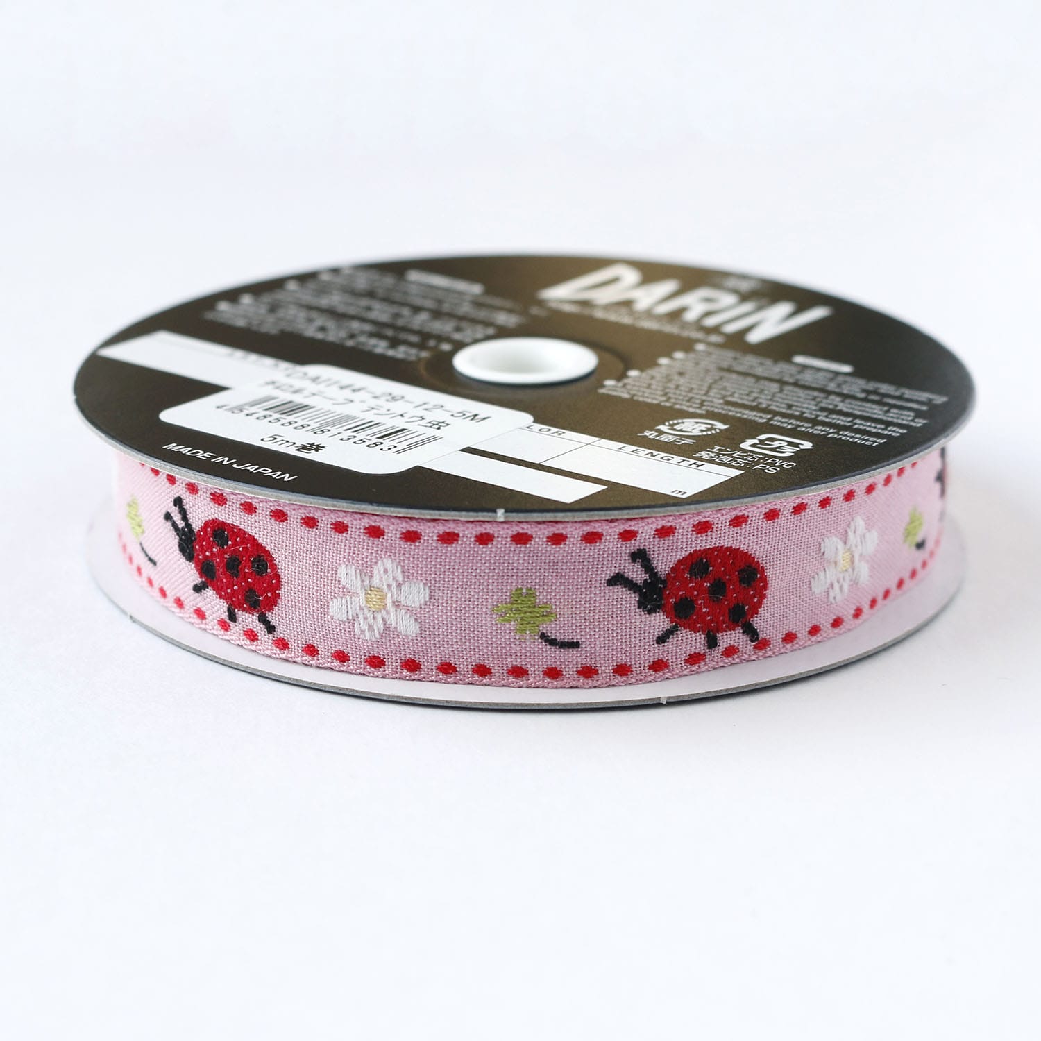 日本紐釦貿易 チロルテープ てんとう虫 5m巻 巾約18mm DAI144-29-12-5M （ご注文単位1巻）【直送品】