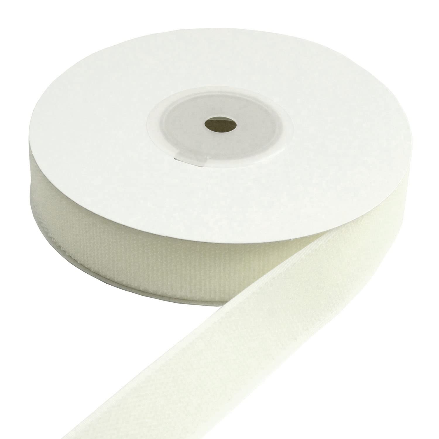 日本紐釦貿易 Y.K.K ベルクロ面ファスナー 縫い付けタイプ 巾25mm 徳用5m巻 B(ループ) 0001 白 (ご注文単位1巻)【直送品】