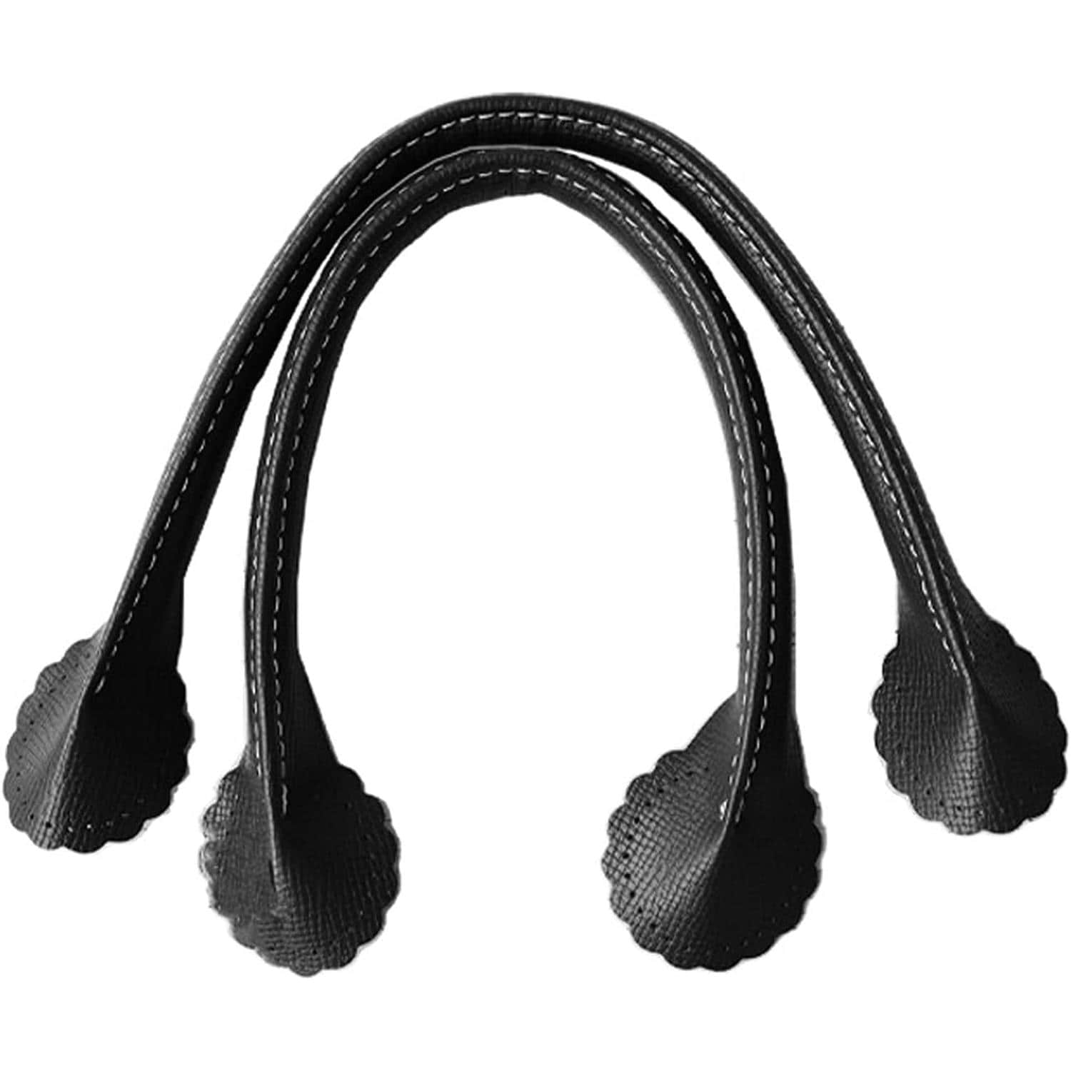 日本紐釦貿易 フラワー型合皮持ち手 30cm 黒 1組入り PVA8-B (ご注文単位1組)【直送品】