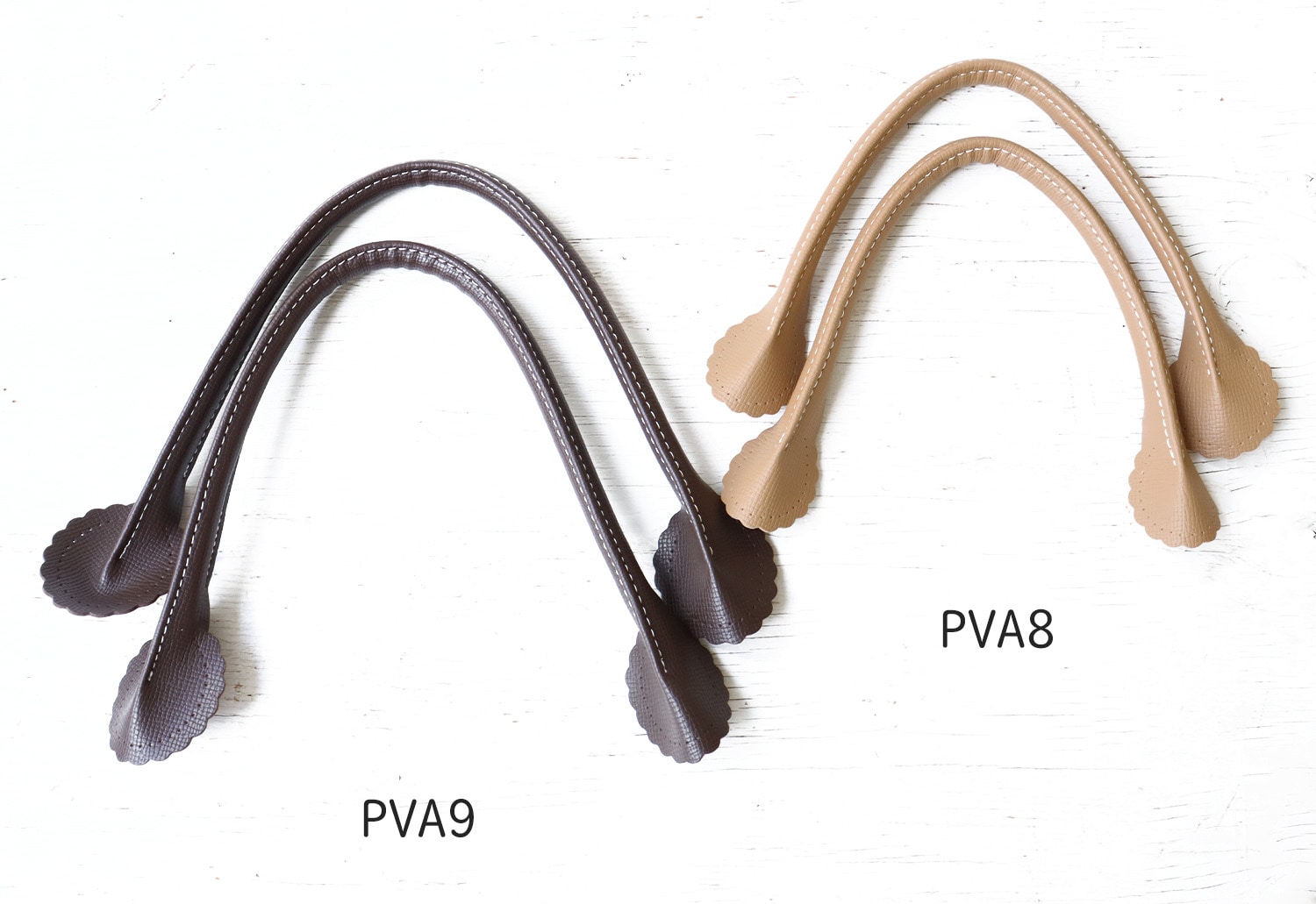 日本紐釦貿易 フラワー型合皮持ち手 30cm 黒 1組入り PVA8-B (ご注文単位1組)【直送品】