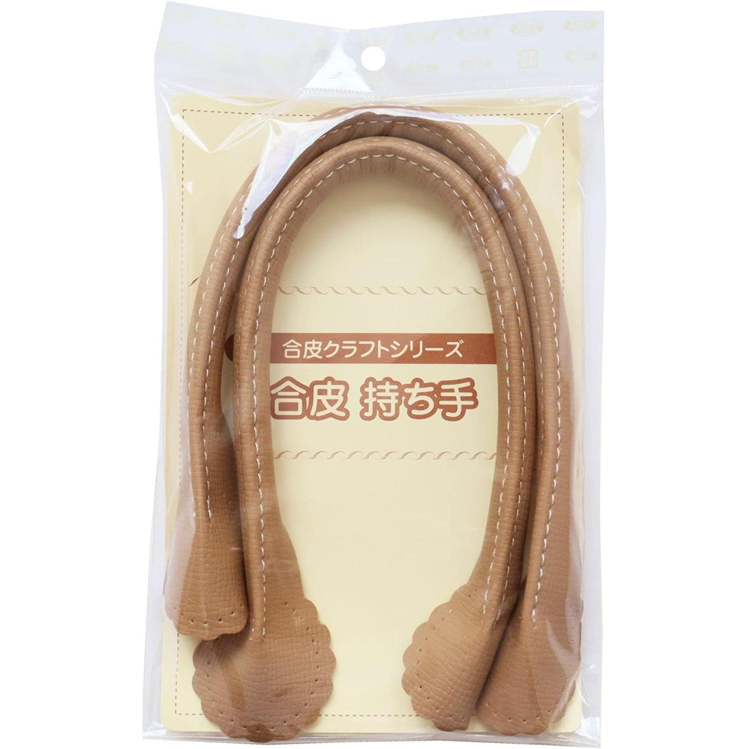 日本紐釦貿易 フラワー型合皮持ち手 30cm ベージュ 1組入り PVA8-E （ご注文単位1組）【直送品】